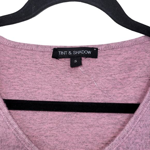 Tint + Shadow Pink Boat Neck Tie Front Floral Lace Long Sleeve Knit Top Sz S - Picture 6 of 8